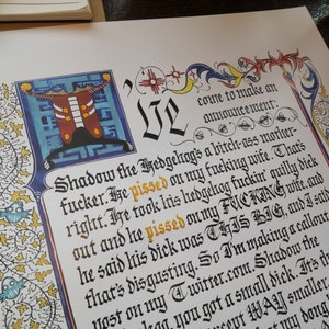 Impression numérique de manuscrit enluminé The Rant