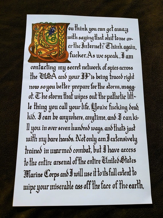 Naval Seal Copypasta Meme Illuminated Manuscript Print