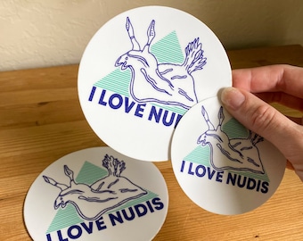 Stickers imperméables Nudibranche avec logo I LOVE NUDIS™