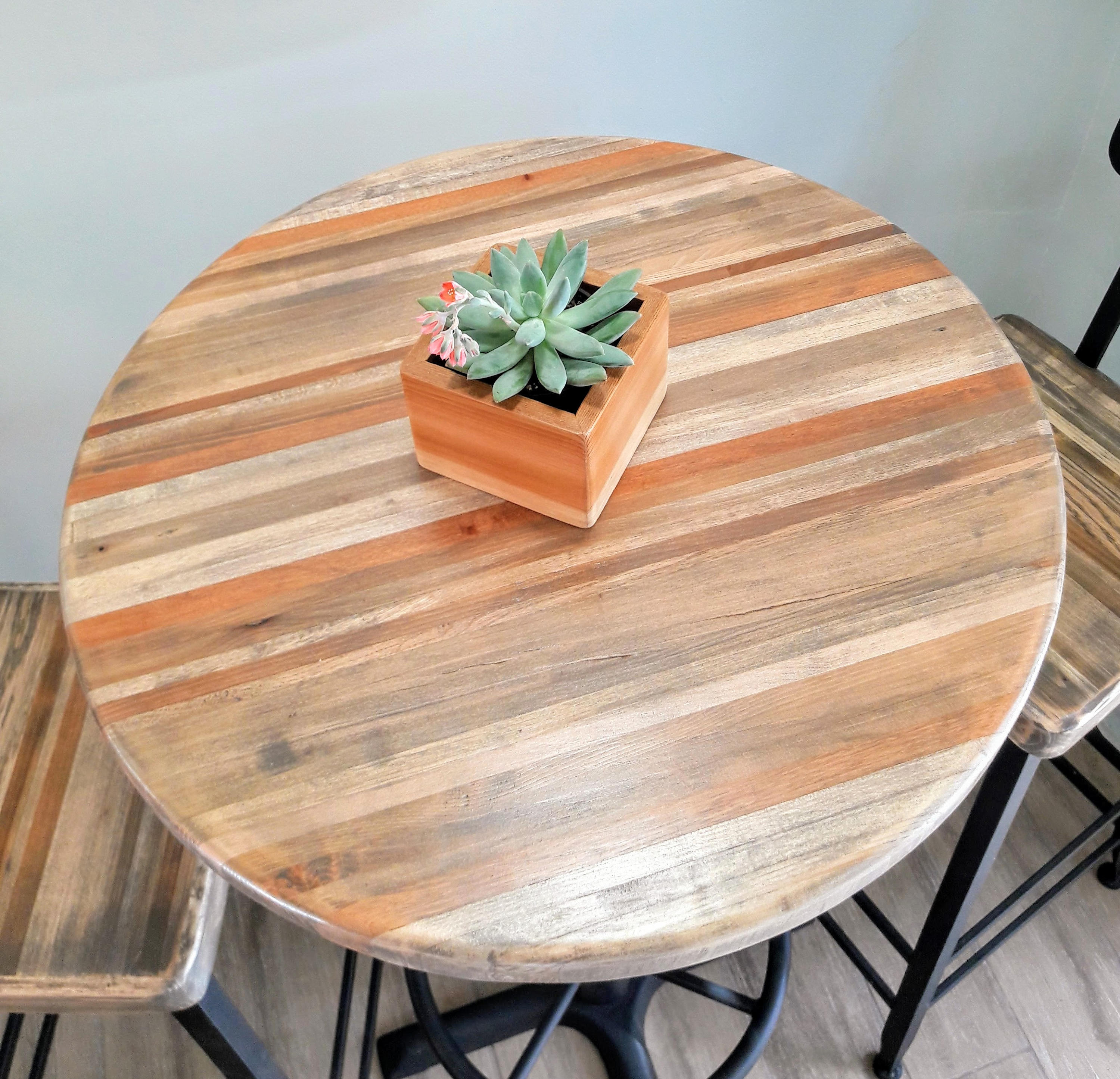 Round Bar Height Pub Table Reclaimed Wood Top Pedestal Base With Round Bar Height Pub Table Reclaimed Wood Top Pedestal Base With Foot Ring Gallery Photo