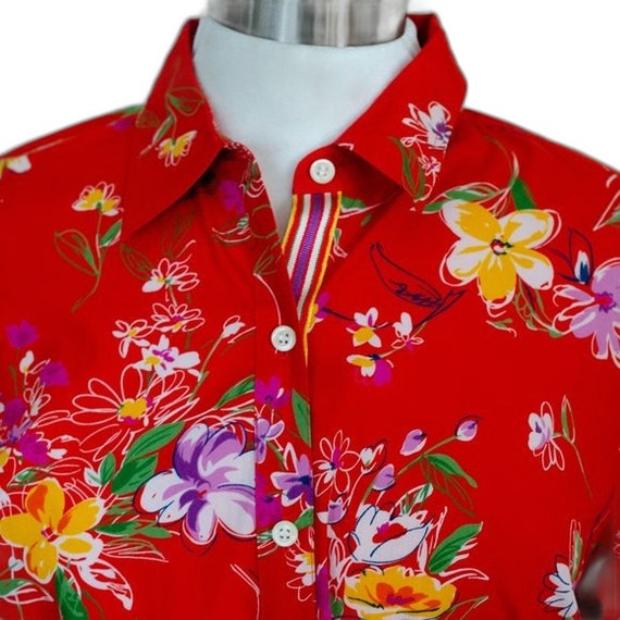 Jones New York Red Floral Blouse Top - image 2