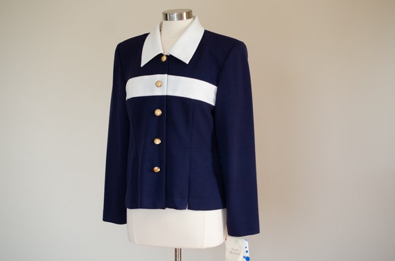Vintage Leslie Fay Navy Women Jacket with golden … - image 1