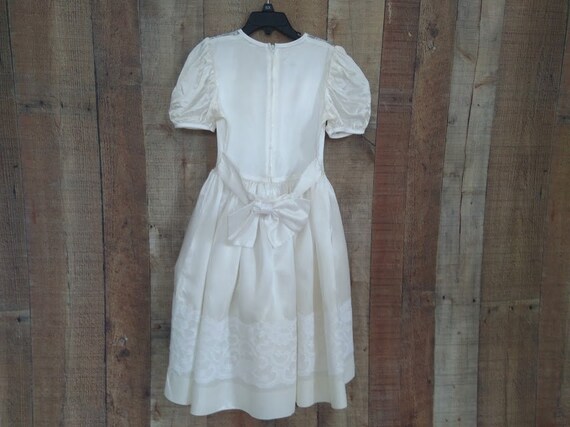 Vintage Girl dress, Satin Ivory dress with lace a… - image 6