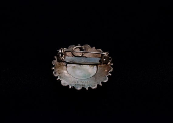 Vintage Jerusalem Silver Brooch shell stone Penda… - image 2