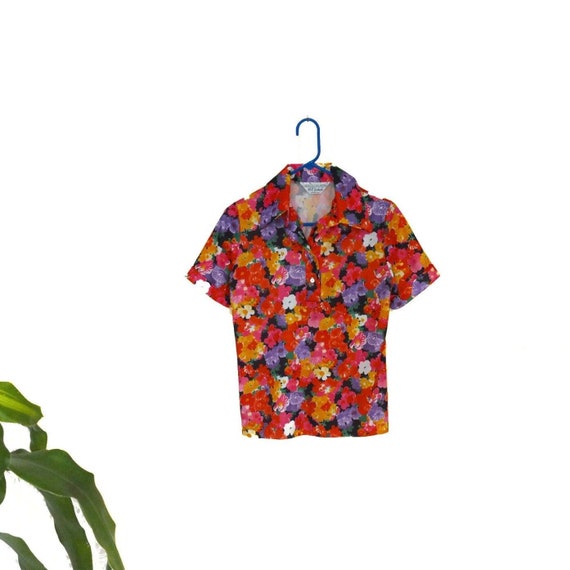 Vintage Colorful Floral Print Top by NPC Fashions - image 1