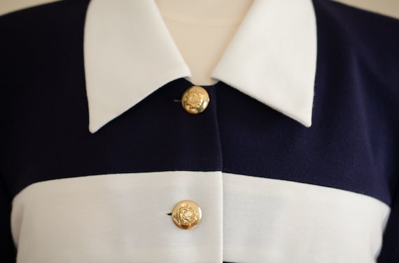 Vintage Leslie Fay Navy Women Jacket with golden … - image 2