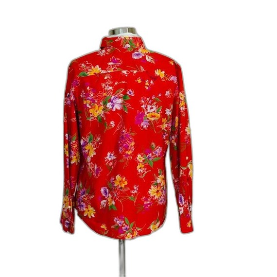Jones New York Red Floral Blouse Top - image 3