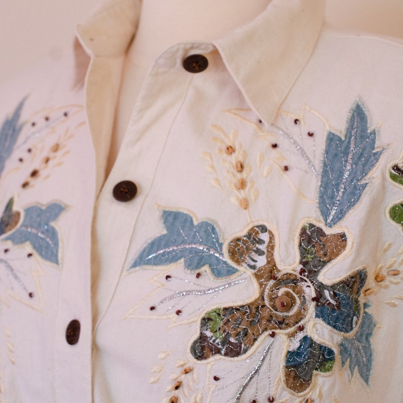 Womens Beige Embroidered Western-style Blouse 44191 main image 0