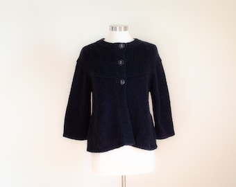 Vintage Kenar Black Wool Blend Cardigan, Women's top