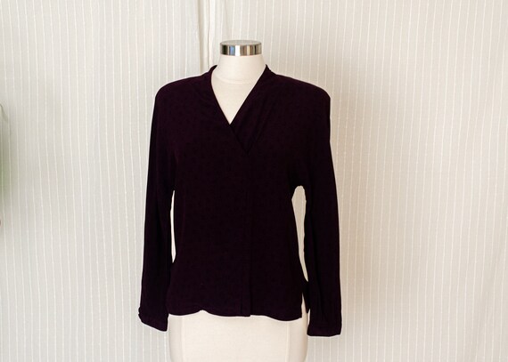 Vintage Gianni Blouse, Burgundy rayon blouse - image 2