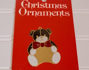 Christmas Ornament Vintage, 1981, Christmas Tree decoration, Christmas gift tag, Teddy Bear ornament, Teddy Bear Christmas Vintage ornament