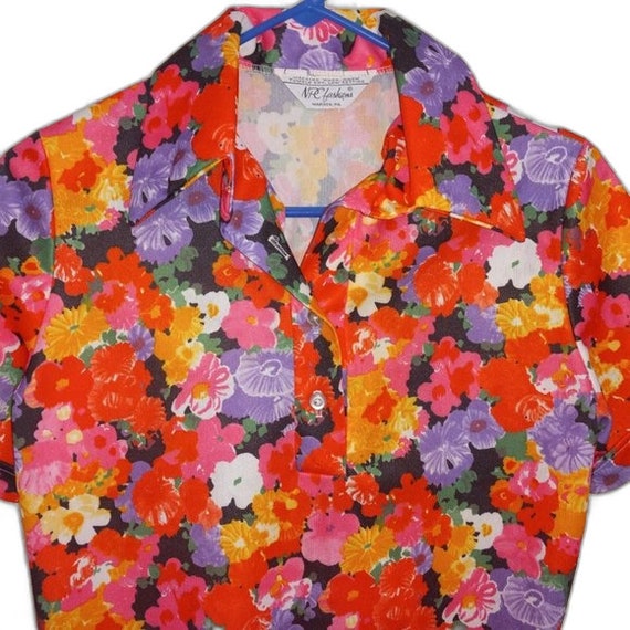 Vintage Colorful Floral Print Top by NPC Fashions - image 3