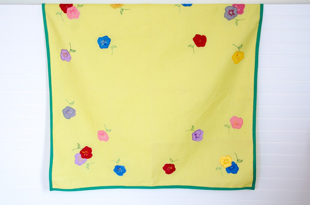 Vintage Table Cover Hand Embroidered Linen Table Cover Linen Etsy