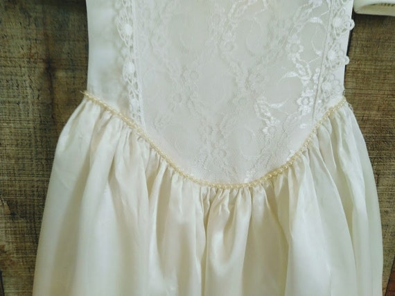 Vintage Girl dress, Satin Ivory dress with lace a… - image 3