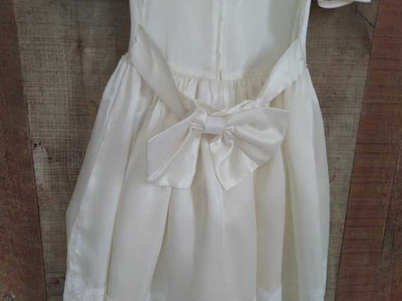 Vintage Girl dress, Satin Ivory dress with lace a… - image 7