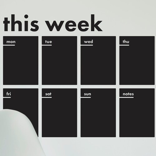 Weekly Planner Chalkboard Calendar Modern Vinyl Wall Decal Etsy