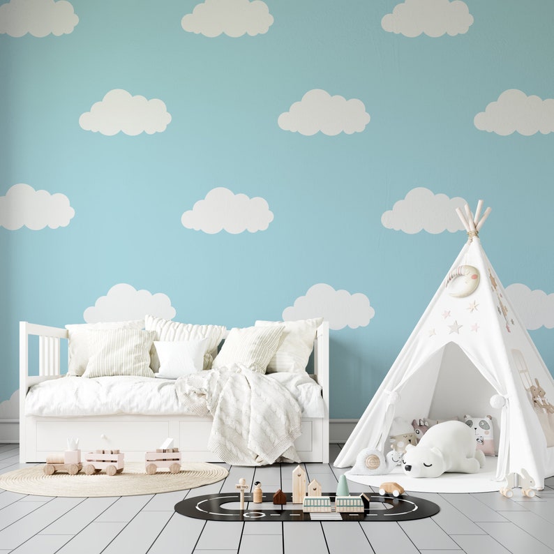 Peel & Stick Cloud Wall Decals Removable Cloud Vinyl Etsy