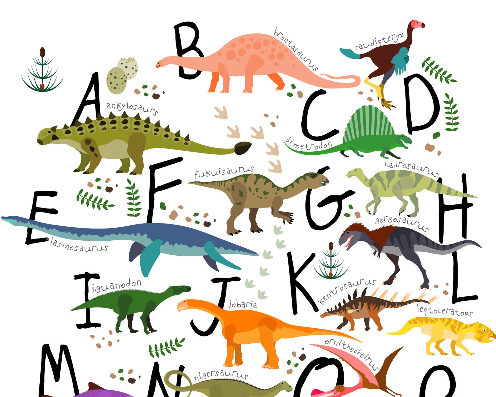 Dinosaurs Alphabet Print AZ Dinosaur decor kids decor Etsy
