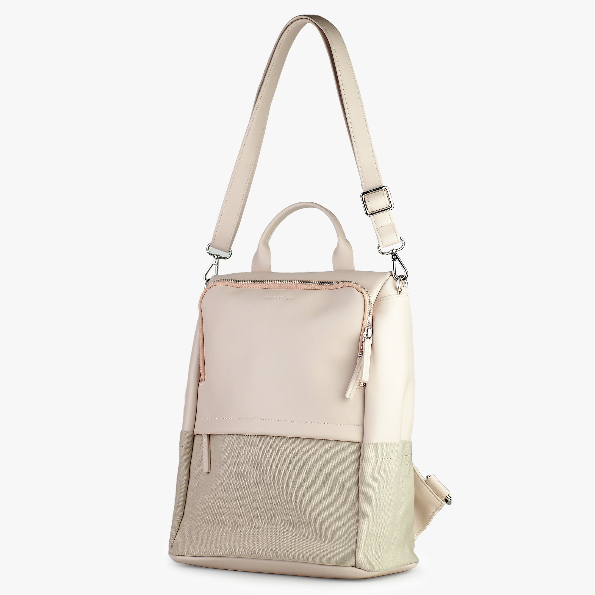 cream backpack purse