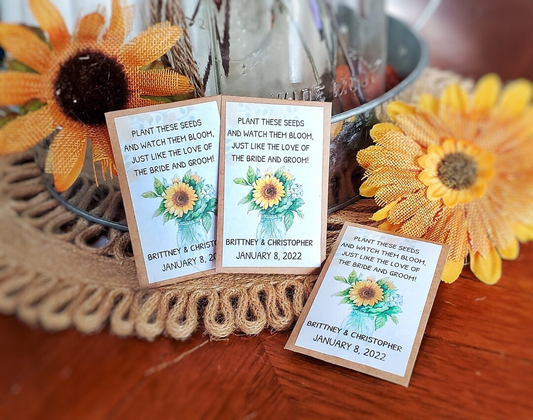 Sunflower Seed Mason Jar Wedding Favor Bridal Shower Favor Etsy