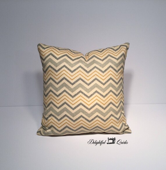 Chevron Pillow Green Tan Decorative Pillows 16x16 Pillow Etsy