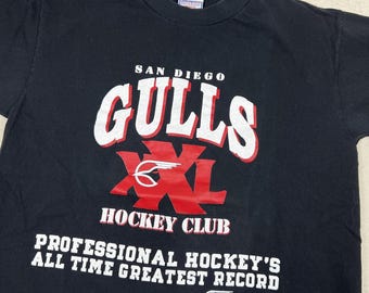 Camiseta vintage de los San Diego Gulls para hombre, talla grande, negra, de hockey AllSport, fabricada en EE. UU., años 90