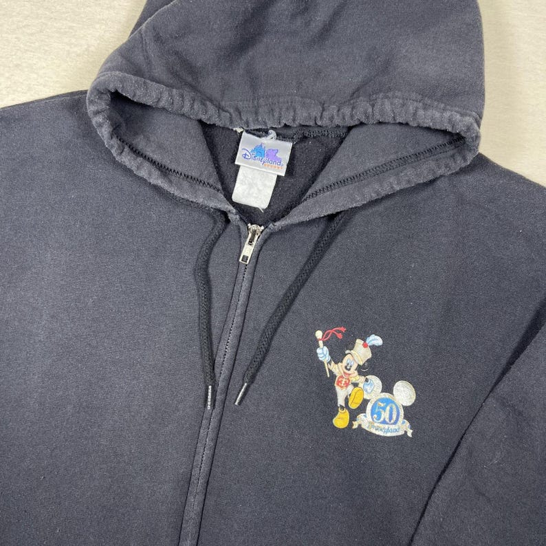 Sudadera con capucha vintage Disneyland 50.º aniversario para hombre, talla XL, color negro, para el regreso a casa, años 2000 imagen 1