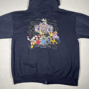 Sudadera con capucha vintage Disneyland 50.º aniversario para hombre, talla XL, color negro, para el regreso a casa, años 2000 imagen 6