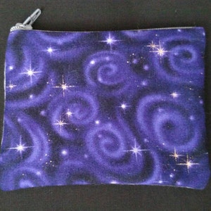 Purple Galaxy & Gray Zipper Pouch
