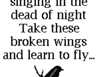 Korsstygnsmönster med text från Blackbird
