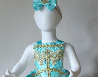 Pelele de bebé de la princesa Jasmine: traje de cumpleaños con lentejuelas y diadema