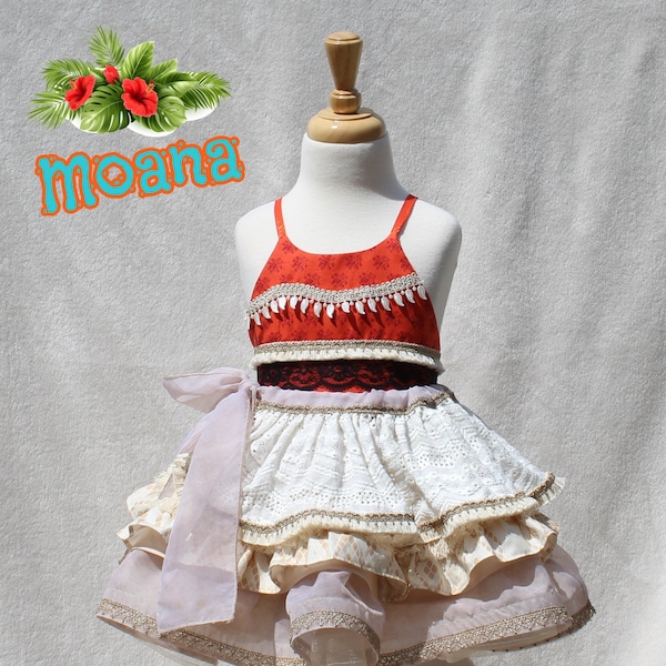 Moana costume girl, Moana baby outfit, Baby tulle dress, Fairy tale dress, Cake smash birthday outfit, Flower crown