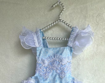 Traje de Cenicienta para niña para su primer cumpleaños, mameluco de princesa de cuento de hadas