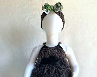 Wild One birthday, Baby tulle dress, Cheetah print tutu, Baby bloomers, Petticoat, Halter top,