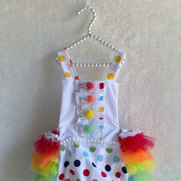 Rainbow baby outfit, Circus costume, Cake smash outfit girl, Rainbow birthday baby romper, Clown costume, Baby head bands,