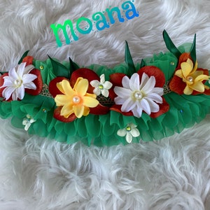 Déguisement Moana pour fille, tenue pour bébé Moana, robe en tulle pour bébé, robe de conte de fées, tenue d'anniversaire pour gâteau, couronne de fleurs image 9