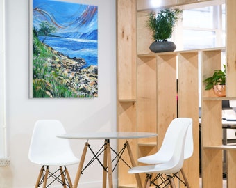 Krk Island, Croatia. Vibrant Coastal Wall Art, Mediterranean Sea Painting, Expressive Ocean Artwork