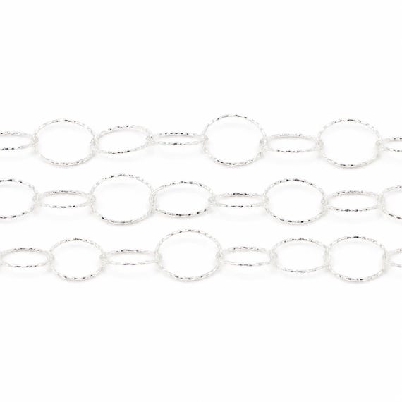 Sterling Silver Round Link Chain: 1 Foot, 10mm, 0.6mm Wire