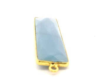 Blue Opal Rectangle Pendant – 8mmX30mm,10mmx40mm, Gold Plated over Sterling Silver, 1 Pc