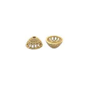 1 Strand of Filigree Bicone   Cap/End Caps, Available Gold Finish And Silver Plated, Brass Bead Cap. Sizes: 12mmX7mm