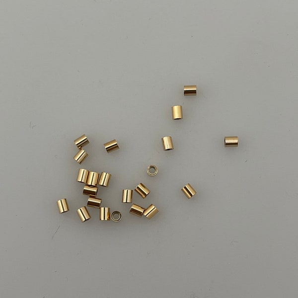 14k Real Gold Filled Crimp Beads | Gold Filled Cut Tubes | Crimps | 100Pcs to 350Pcs/Pack | Available Five Size: 1m, 1.1m, 2m, 2x1m, 2X2m