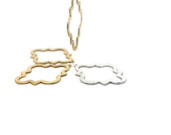 Achados Marquise banhados a ouro e prata: pingentes criativos escovados (40 mm x 30 mm, 10 peças)