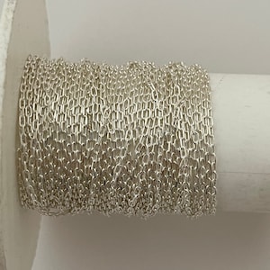 Sterling Silver Chain, 1.35mmX2.2mm  Long Cable Diamond cut chain, silver Necklace chain, White Silver  chain, silver, 925 | 1 Foot