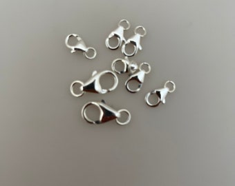 Sterling Silver Lobster Clasps with Open Ring (3.2-6.3mm)