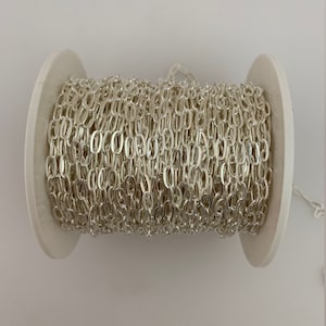 925 Sterling Silver Flat  Long Cable Chain, 1 Foot  Size2.8mm X5.7mm | 1 Foot.