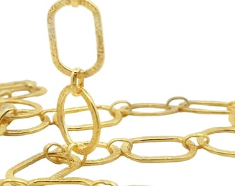 Large Chain Gold Finish Or Silver Plated Circle Capsule Pattern Chain: 16-18mm Links, 1 Foot.