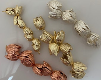 1 Strand of Tulip Bead Cap/End Caps, Available in Two Sizes and Three Colors-Gold Finish & Silver Plated,Copper. Sizes: 15X12mm, 20mmX18mm.