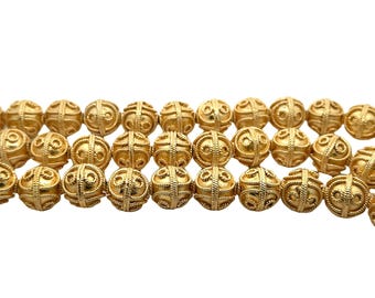 Filigree Ball Beads: Gold & Silver Plated Designer Beads (16mm, 12 Pcs)