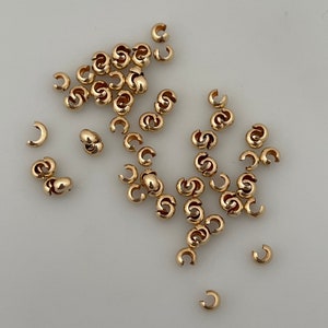14K Real Gold Filled Crimp Covers Crimps Beading Crimp Covers Available three Size: 2.5mm, 3mm, 4mm 25 to 85Pcs in a Pack. image 3