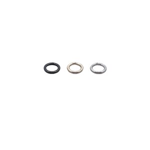 May include: Three metal jump rings in different finishes: black, gold, and silver.